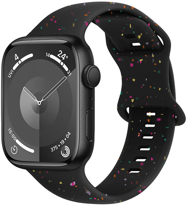 애플워치 호환 실리콘 스포츠 밴드 11 10 9 8 7 6 SE 2 3 울트라2/3 SE2 3 줄 워치 스트랩, 블랙