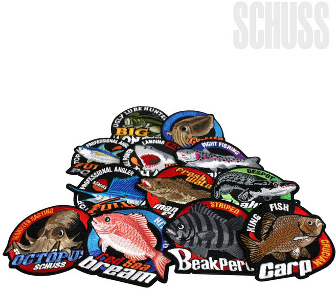 슈스 낚시와펜 낚시복 커스텀 자수패치, 192무늬오징어, 1개