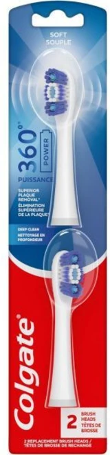 콜게이트 360 딥 클린 배터리 구동 칫솔 교체 헤드 소프트 2팩, 2 카운트 (1팩) - 쿠팡