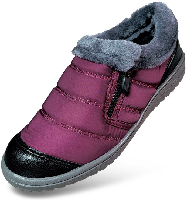 마마슈 W02롤리 여성 국산 겨울 패딩슬립온 털안감 지퍼 보온 방한화 논슬립