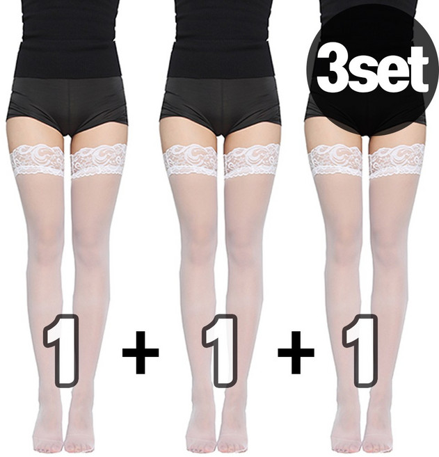 러브릴리 섹시 가터벨트 밴딩 허벅지 레이스 스타킹 1+1+1 3개 세트