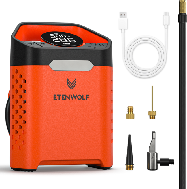 휴대용 타이어 공기 주입기 펌프 자동차 컴프레서 듀티 사이클 에어 오토바이 자전거용, 01 V3 Orange