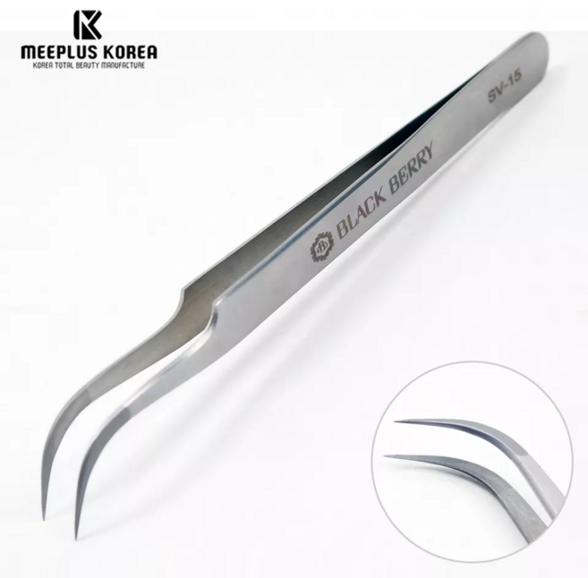블랙베리 속눈썹 정밀 핀셋 족집게 연장도구재료 전문가용[실버] 8종, 1개