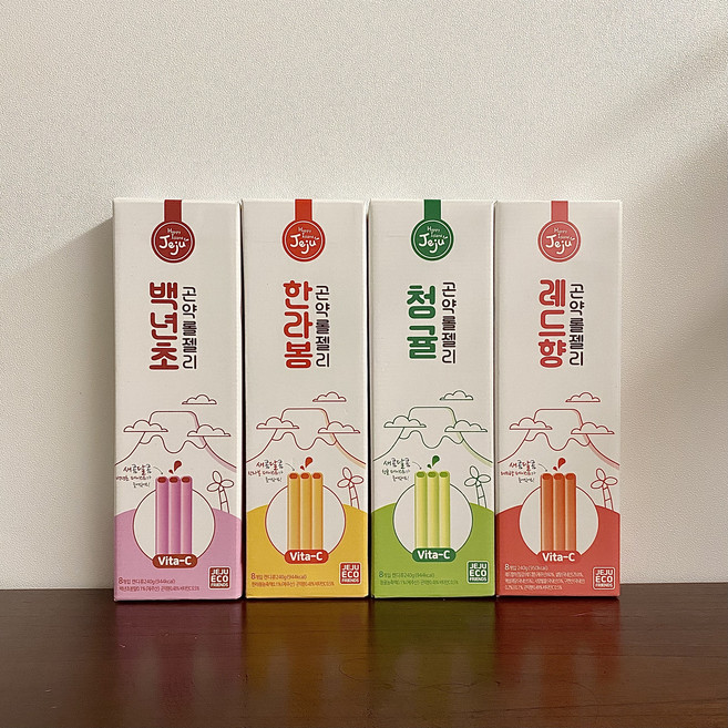 제주곤약롤젤리 4종 4Box (한라봉곤약롤젤리 & 청귤곤약롤젤리 & 백년초곤약롤젤리 & 레드향곤약롤젤리 각1Box), 240g, 4박스