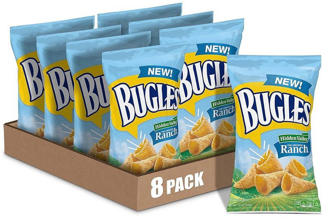 버글스 크리스피 콘 스낵 히든 밸리 랜치 맛 스낵백 212.6g7.5온스 8팩 Bugles, 버글스 크리스피 콘 스낵 히든 밸리 랜치 맛 스낵백 2