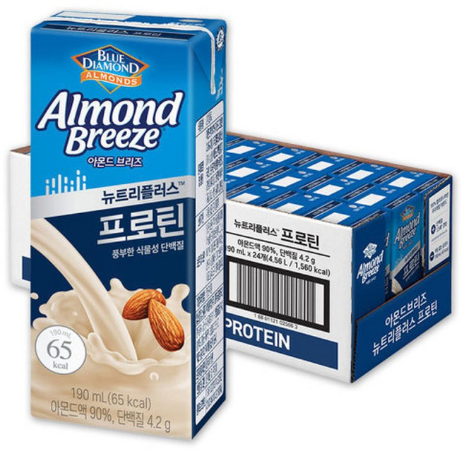 아몬드브리즈 뉴트리플러스 프로틴 190ml 24팩/두유, 24개
