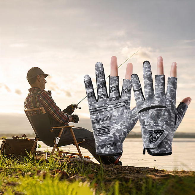 MIRRA 대물도 손쉽게 그립최강 3컷 낚시장갑, 1세트, 블랙