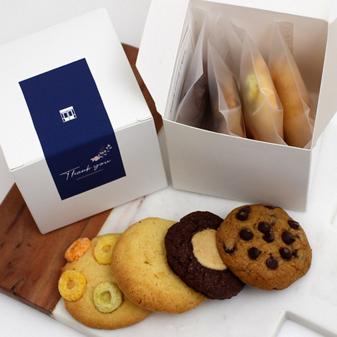 [커피문화] 수제 쿠키 어린이집 답례품 돌잔치 디저트 결혼 답례 퇴사 간식 선물 시보 건강, 1세트, 80g