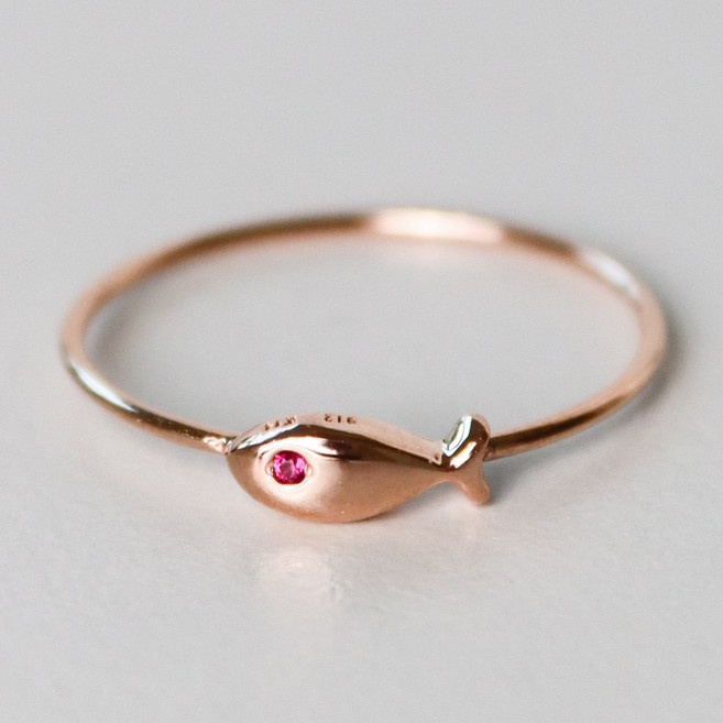 뷰띵 14K 18K 통통 볼륨 물고기 반지