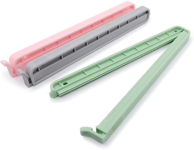 스내지 파워 특대 봉지집게 3P, 분홍색 + 회색 + 연두색, 1세트