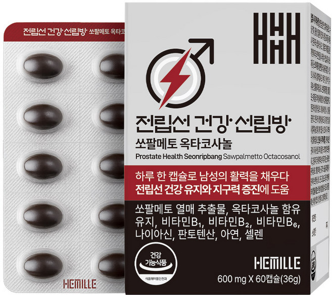 김소형 쏘팔메토 옥타코사놀 전립선 영양제 선립방, 1개, 60정