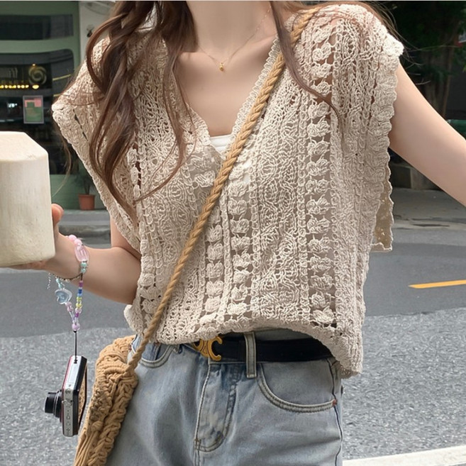 [위드기프트] 여리핏 뜨개 크로셰 베스트