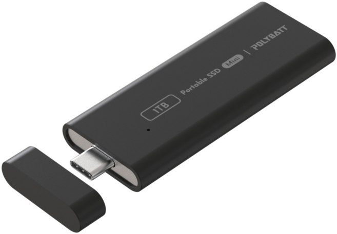 POLYBATT 外接式固態硬碟 512GB 高速1000MB/s讀寫 磁吸蓋設計 USB-C介面, 黑色(磁吸蓋）,單入