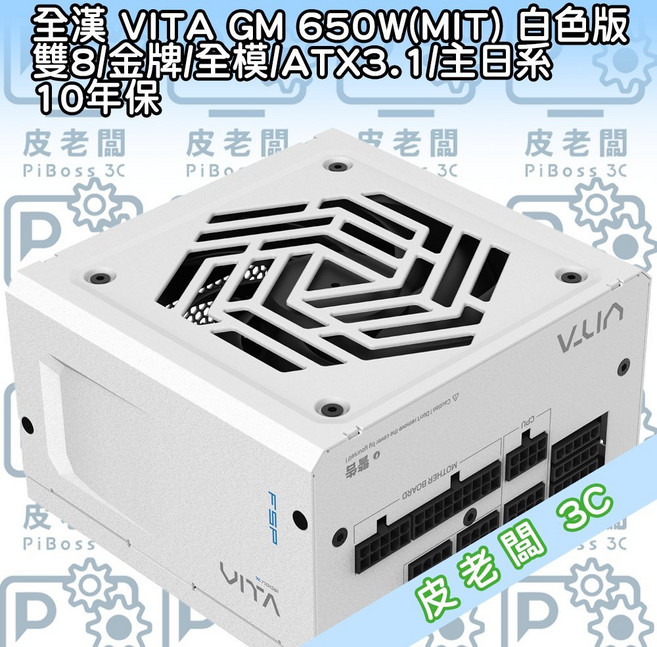 全漢 VITA GM 650W 白色版 雙8金牌 全模 ATX3.1 10年保