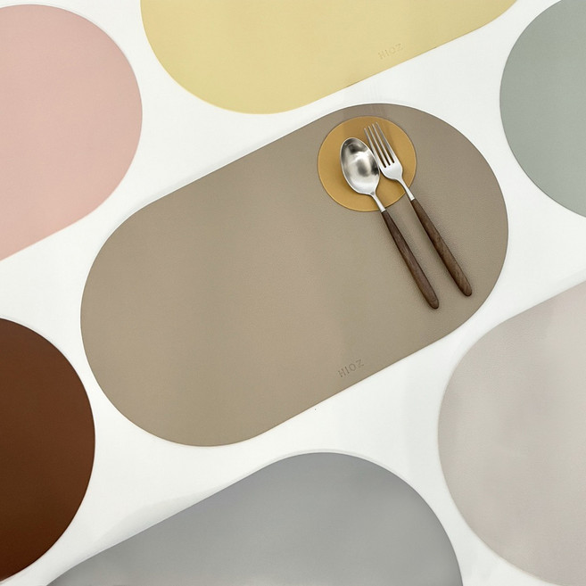 하이오즈 타원형 방수 미끄럼방지 식탁 테이블 매트, PINK, 1개