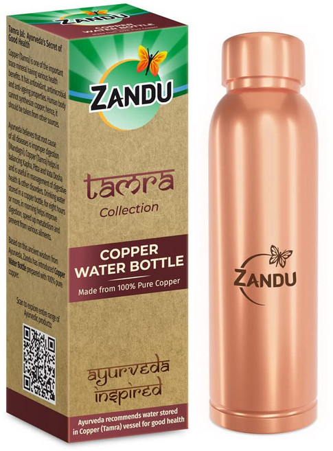 Zandu Copper Bottle (950ml): 100% Pure Copper |BPA Free Water Bottle|Copper Infused Water, 1개