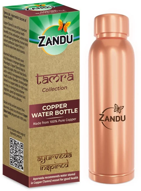 Zandu Copper Bottle (950ml): 100% Pure Copper |BPA Free Water Bottle|Copper Infused Water, 1개 - 쿠팡