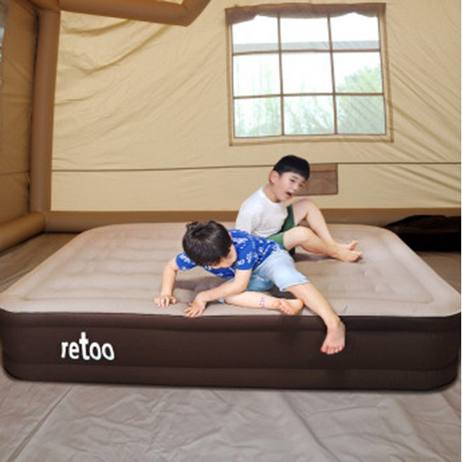 레투 에어매트 자충매트 캠핑매트 베드 캠핑용 야외 휴대용 싱글 더블 킹 펌프내장, 프리미엄 에어매트 40cm (브라운)