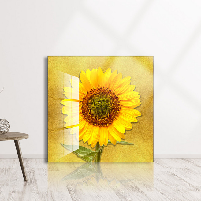 대성액자 특허받은 프리미엄 하이그로시 액자형 4단다리 정사각 테이블 80cm x 80cm, 05.정사각황금해바라기