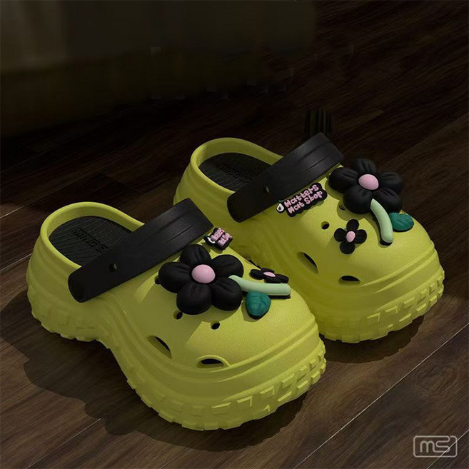 SELEAD 여성 키높이 8cm 통굽 경량 EVA 쿠션 샌들 슬리퍼 발이 편한 다용도 사계절 실내화 꽃송이 아쿠아 물놀이 슈즈