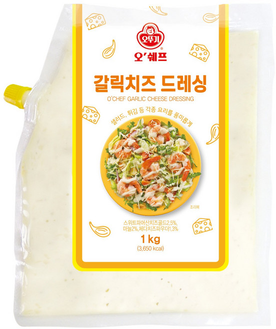오뚜기 오쉐프 갈릭치즈드레싱, 1kg, 4개