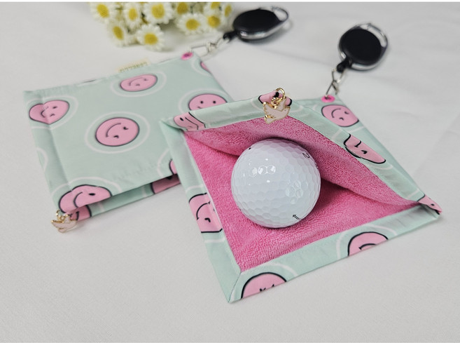 자체제작 스마일 골프볼타월 방수 타월지 골프용품 골린이필수품 선물, 1개