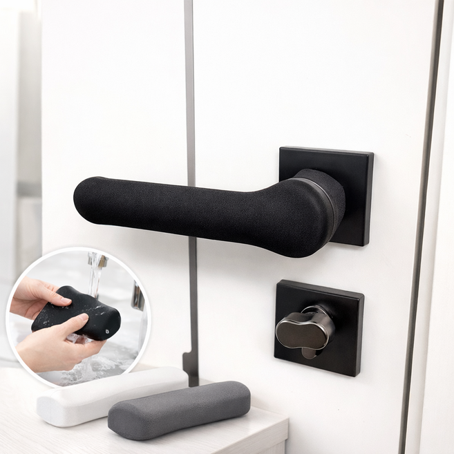 네오바잉 실리콘 문손잡이커버 문콕 정전기 소음 방지, 블랙