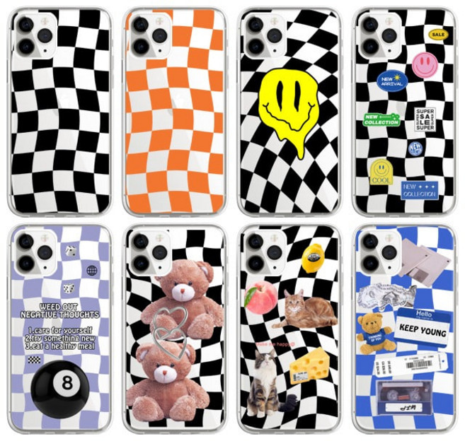 갤럭시점프3 점프2 체커보드 체크 투명 젤리 케이스