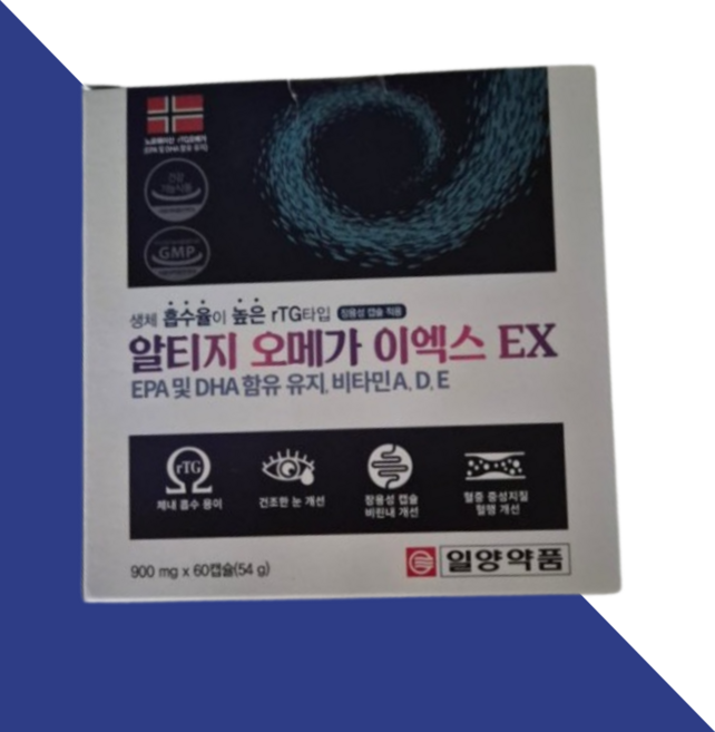 일양 알티지 오메가 이엑스 EX 900mg EPA DHA 비타민 A D E RTG, 3개, 60정
