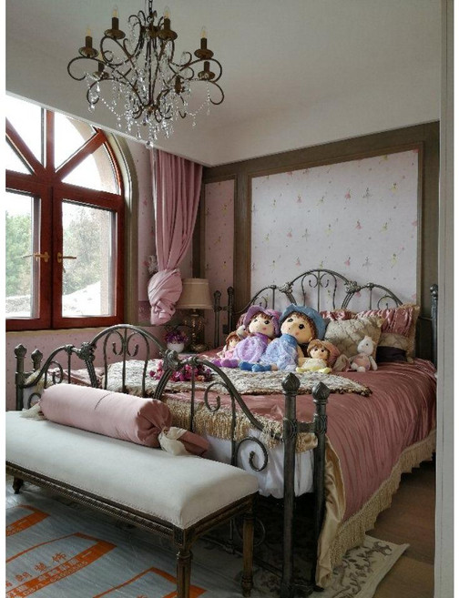 연철 침대 고급 유럽식 철제 프레임 더블 1.8미터, 1200mmx1900mm, 18K 골드 18K 골드