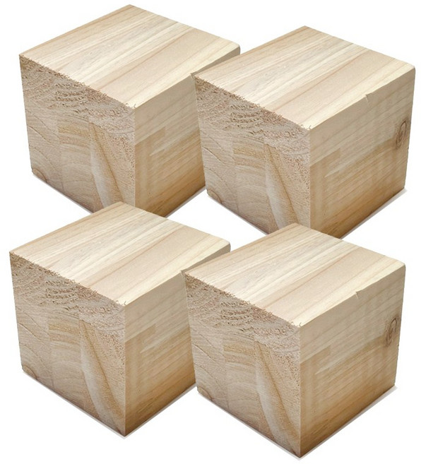 아이베란다 정사각 삼나무 집성 목재 교구 가구다리 부목 60x60x60mm, 4개