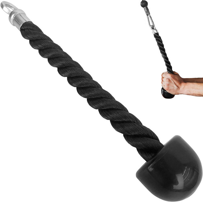 HVO 랫풀다운 삼두운동 훈련 로프 홈트기구 근력 강화용 단일/양손 그립 로프바 헬스기구 소품, 1개, 블랙