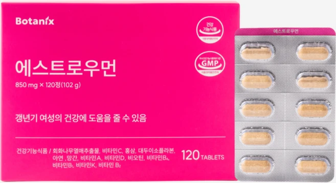 에스트로우먼 갱년기 여성 건강 회화나무추출물 영양제, 1박스, 120정 - 쿠팡