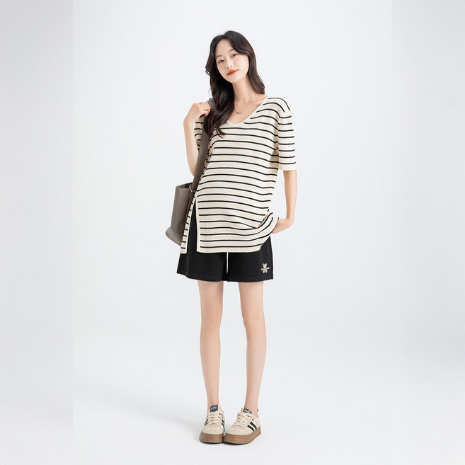 블랑루즈 폴 트임 시스루 절개 루즈 반팔티