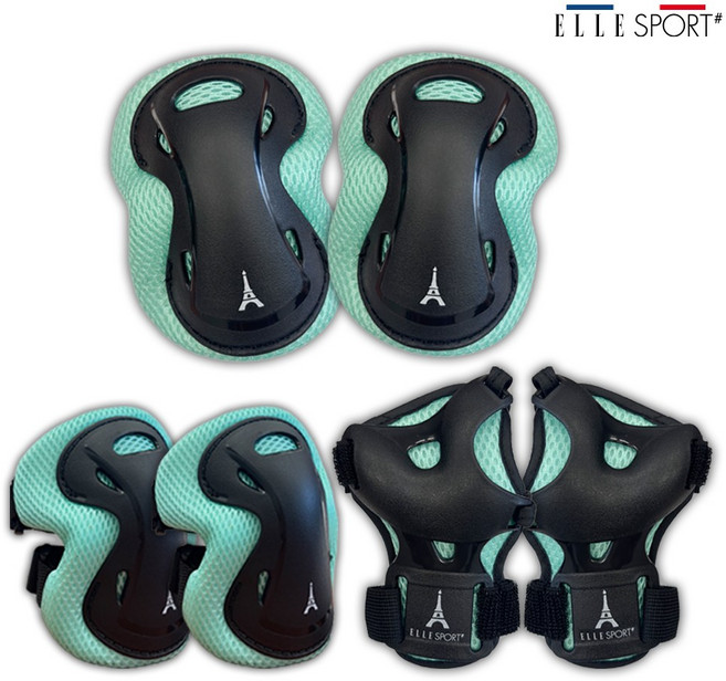 엘르스포츠 보호대 세이프플랙스 인라인 킥보드 보호대장비 3종세트 아동 성인, 세이프플랙스S(13세미만)_민트, 1세트