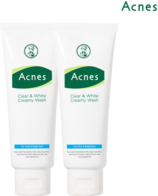 아크네스 클리어 앤 화이트 크리미 워시 클렌징 폼, 100g, 2개