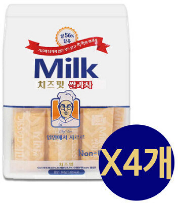 밀크 클래식 쌀과자 치즈맛 / 우유쌀과자, 4개, 240g