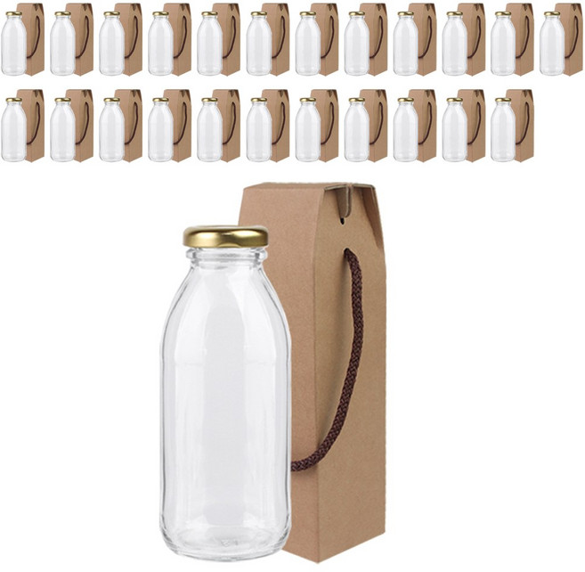 가인글로벌 밀크티300 유리병 골드캡 + 포장박스 세트, 24세트, 300ml