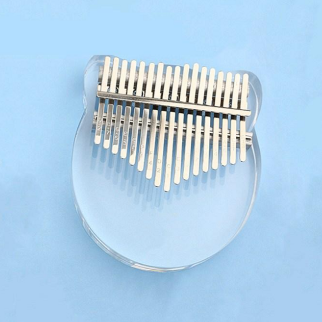 아크릴칼림바 투명 하트 곰돌이 고양이투명 17음계, 투명 고양이 (로고 없음), 1개