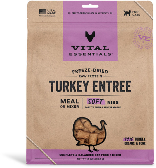 Vital Essentials 凍乾生食 貓咪鬆軟顆粒, 火雞, 340g, 1個