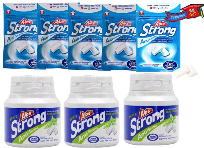 알프스스트롱 잠깨는 무설탕 졸음 방지 껌, 3세트, 257g