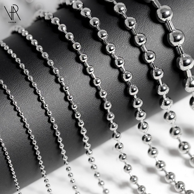 VARAM 써지컬스틸 변색없는 군번줄 1.5mm~8mm 볼체인 레이어드 남성 여성 목걸이