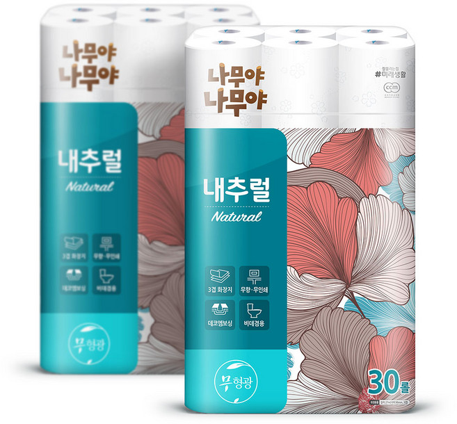 미래생활 내츄럴 화장지 27m 30롤 2팩, 30개입