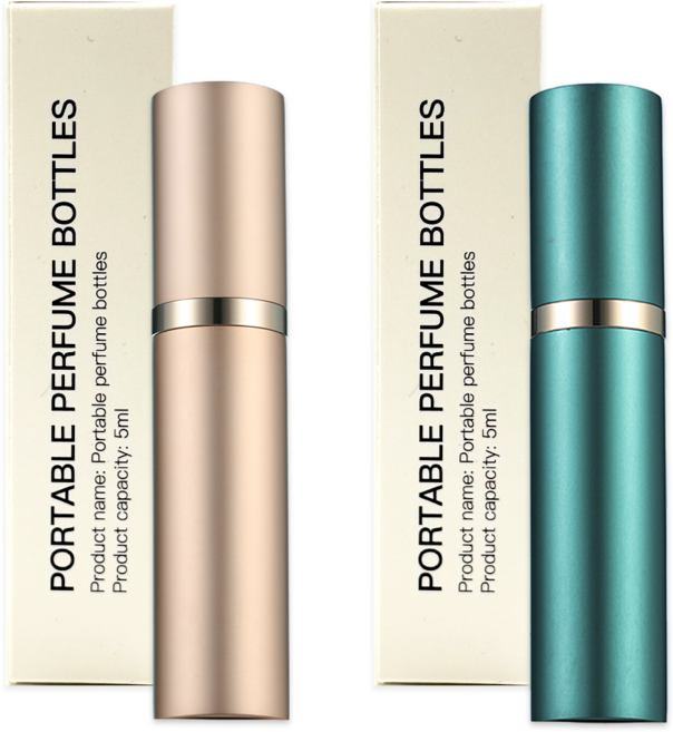 [1+1] 셀벨 베이직 고급 향수케이스 휴대용 펌핑 자동 하단 충전 리필 향수공병 5ml, 1개, 골드+딥그린