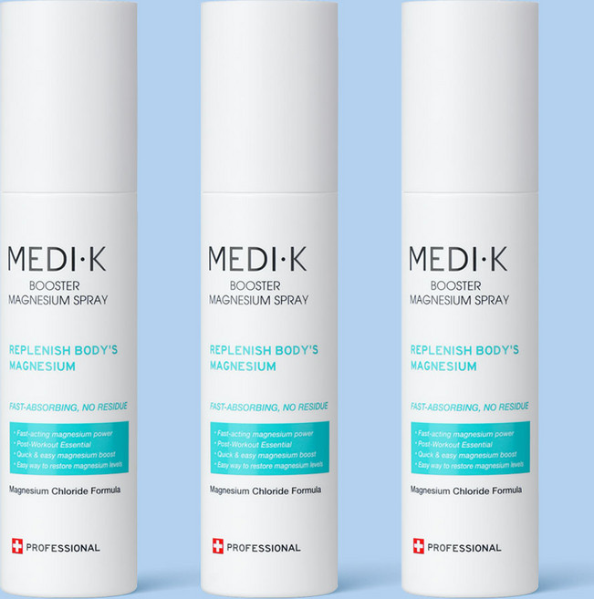 메디케이 뿌리는 부스터 마그네슘 스프레이 대용량 핫 스프레이 스포츠, 3개, 150ml