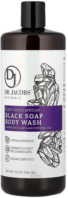 아이허브 식물성 아프리카 블랙 비누 바디 워시 라벤더 및 클라리세이지 에센셜 오일 946ml, DJN00577, 1개 - 쿠팡