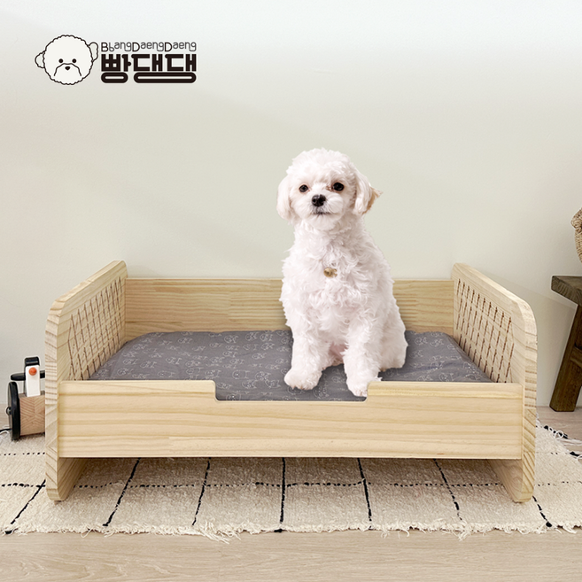 빵댕댕 원목 강아지 침대, 1개, 그레이