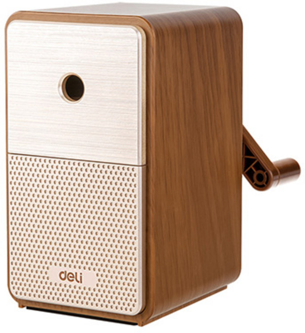 델리 레트로 스피커 모양 5단 심조절 회전식 연필깎이, 브라운, 1개