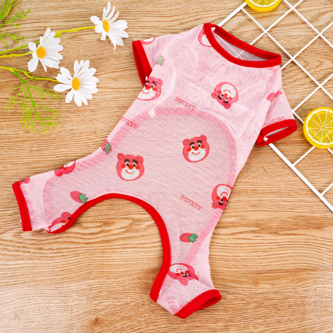 해충방지 옷 반려견 반려묘 진드기 모기 이 벼룩 접근차단 의류 사계절용 애견지킴이 여름 벌레방지옷, 1개, 레드올인원