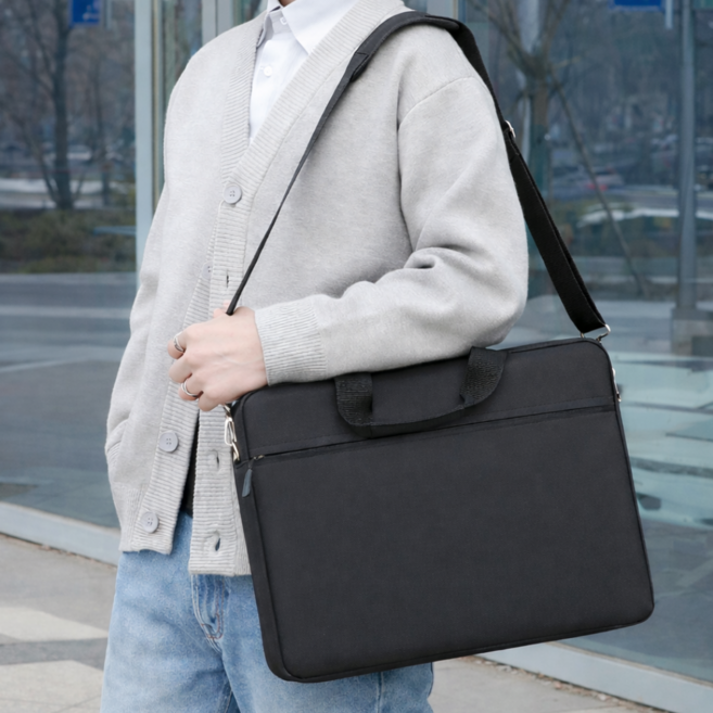 곰아줌마 초경량 방수 옥스퍼드 노트북 가방, 1개, 블랙